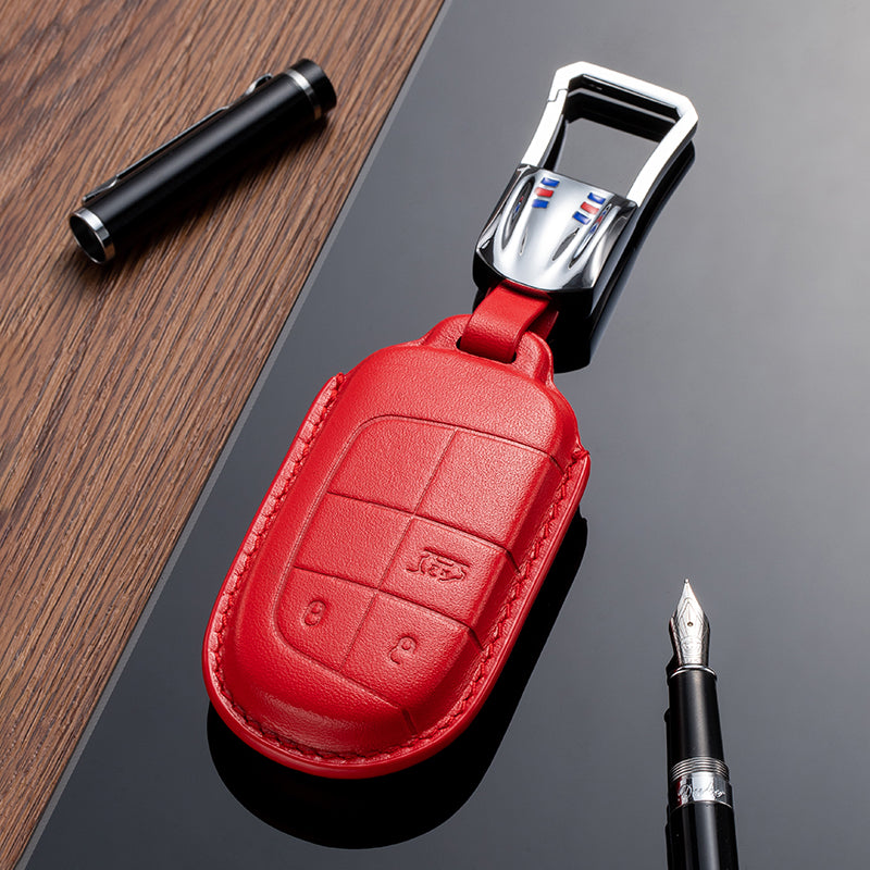 Leather Key Fob Cover for Jeep (Model B)