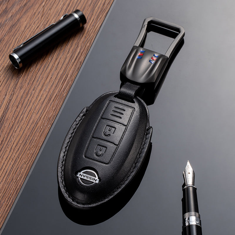 Leather Key Fob Cover for Nissan (Model A) - T-Carbon Official Store