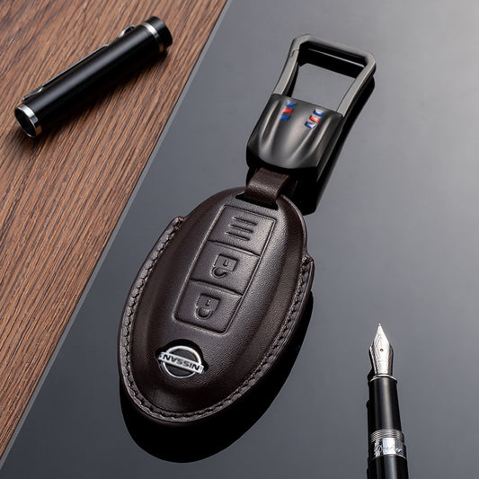 Leather Key Fob Cover for Nissan (Model A) - T-Carbon Official Store