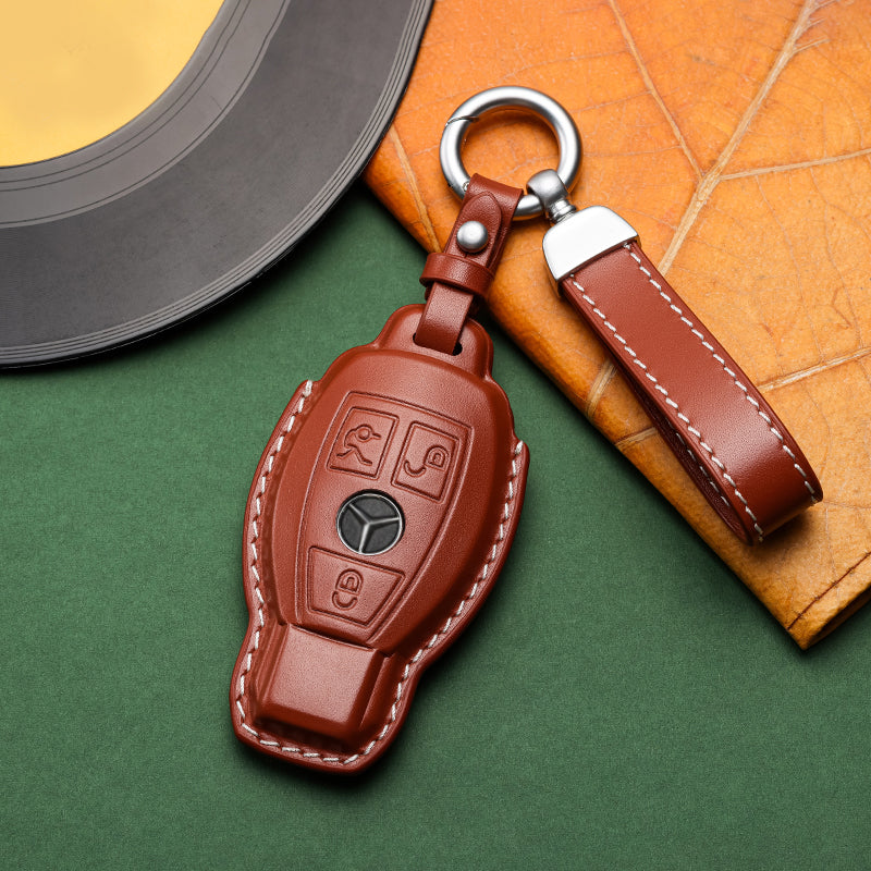 Exclusive Leather Key Fob Cover for Mercedes Benz (Model A)
