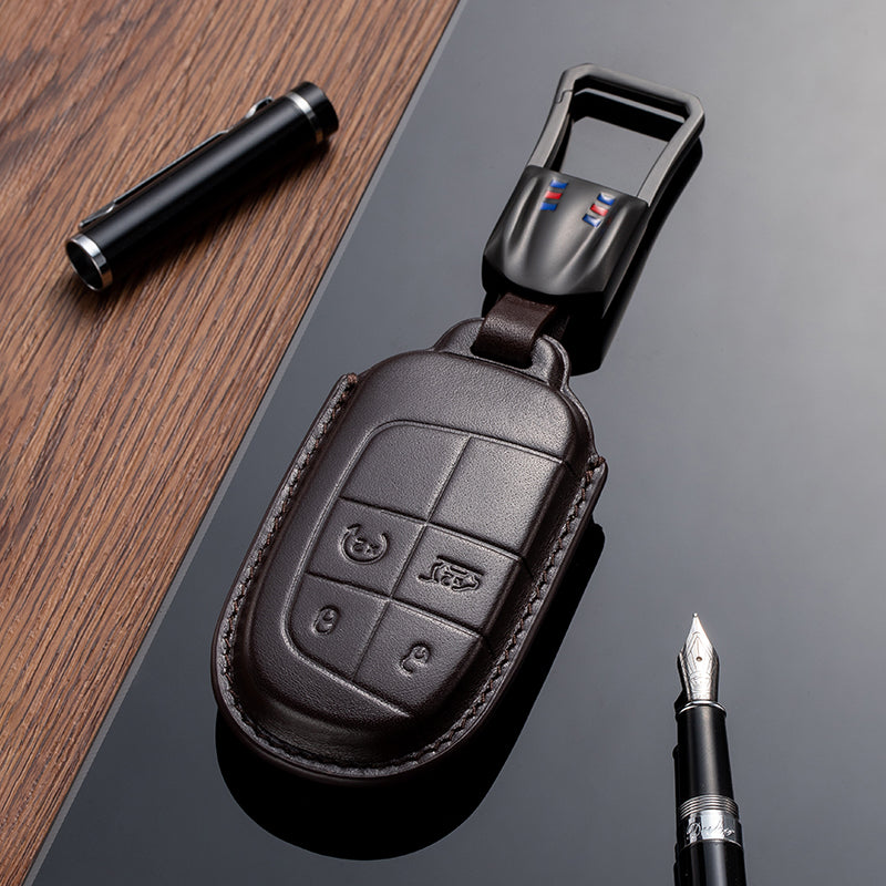 Leather Key Fob Cover for Jeep (Model B)