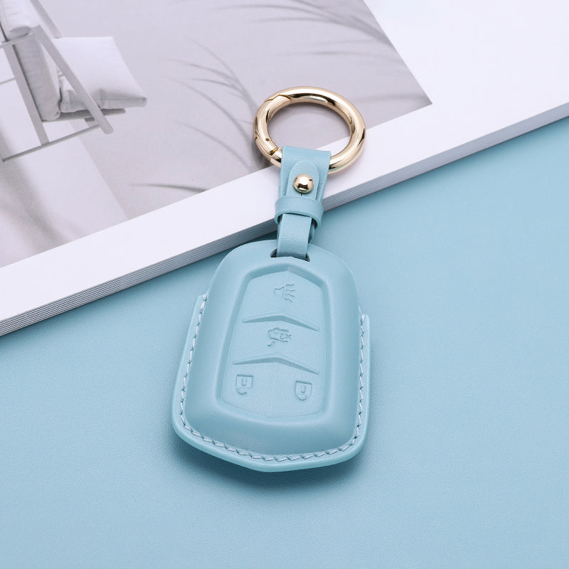 Pastel Leather Key Fob Cover for Cadillac (Model B)