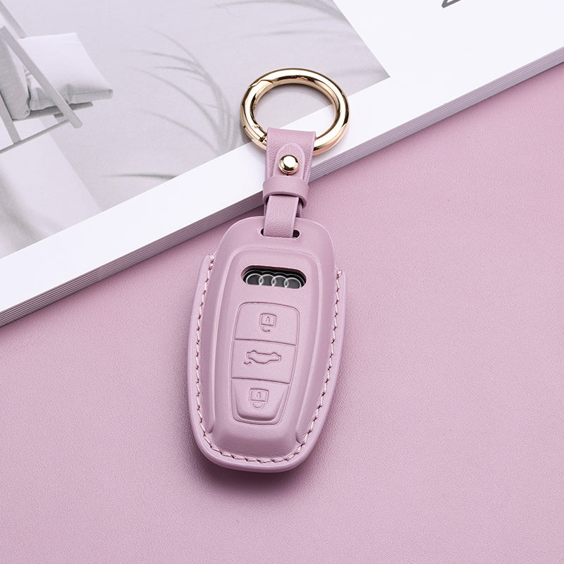 Pastel Leather Key Fob Cover for Audi (Model D)