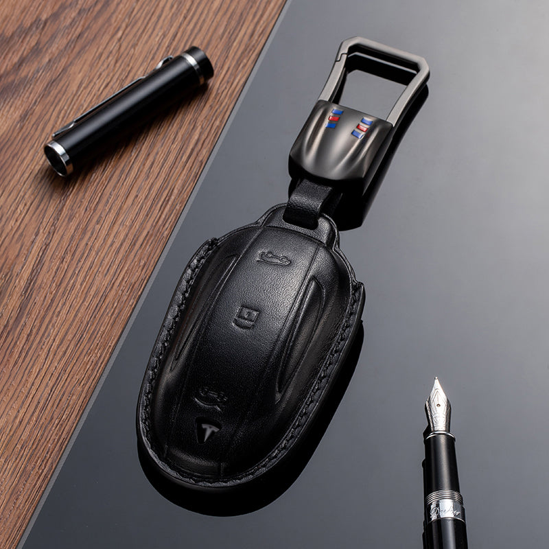 Leather Key Fob Cover for Tesla - T-Carbon Official Store