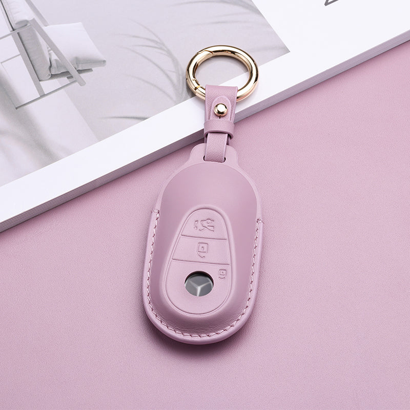 Pastel Leather Key Fob Cover for Mercedes Benz (Model D)