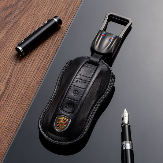 Leather Key Fob Cover for Porsche (Model C) - T-Carbon Official Store