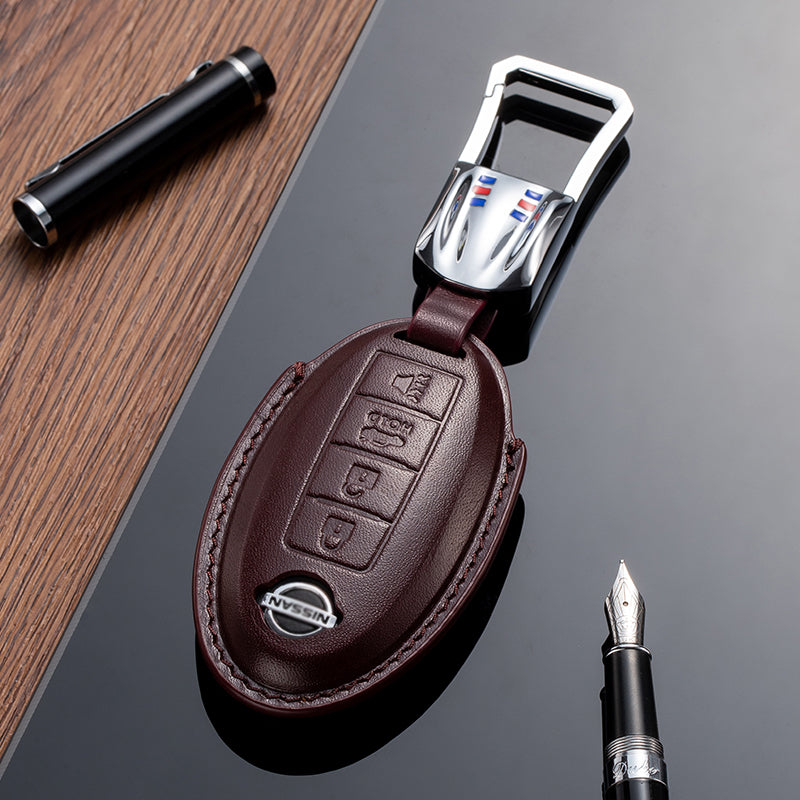 Leather Key Fob Cover for Nissan (Model A) - T-Carbon Official Store