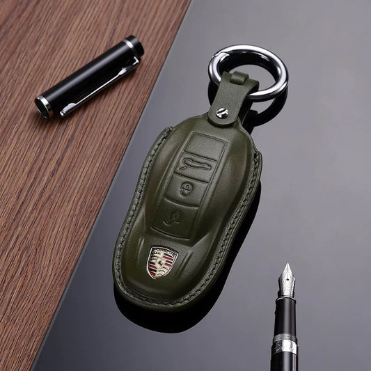 Leather Key Fob Cover for Porsche (Model A) - T-Carbon Official Store