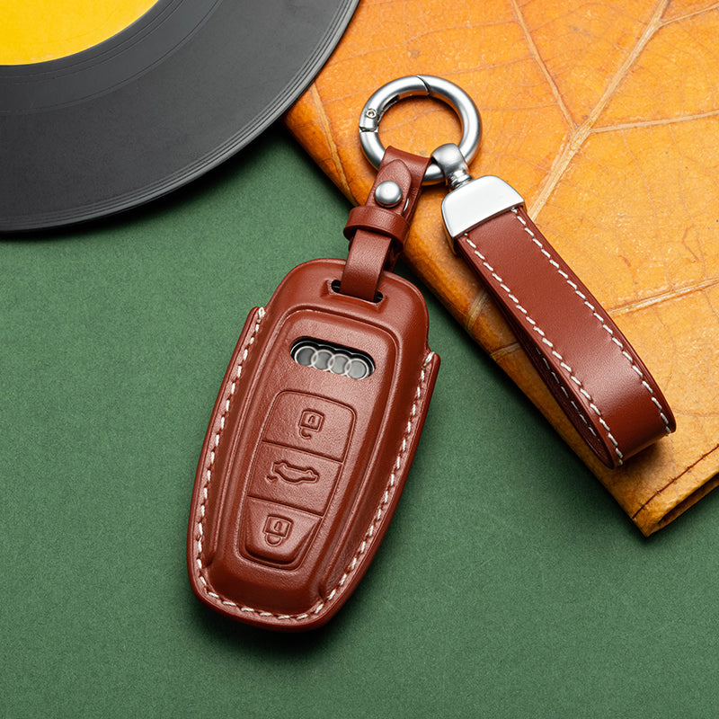 Exclusive Leather Key Fob Cover for Audi (Model D)