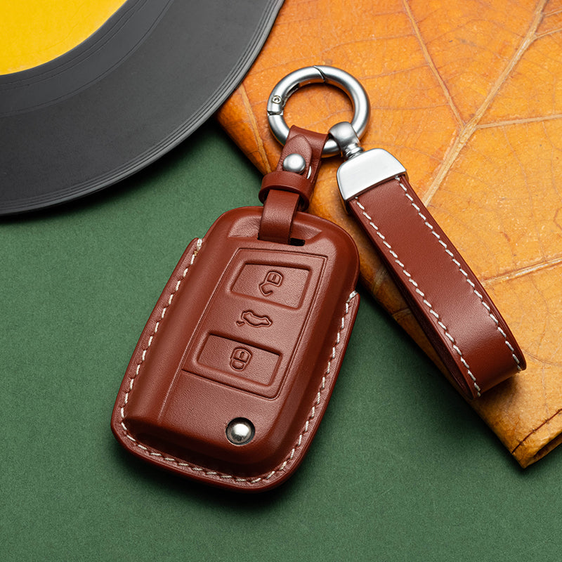 Exclusive Leather Key Fob Cover for Volkswagen (Model C)