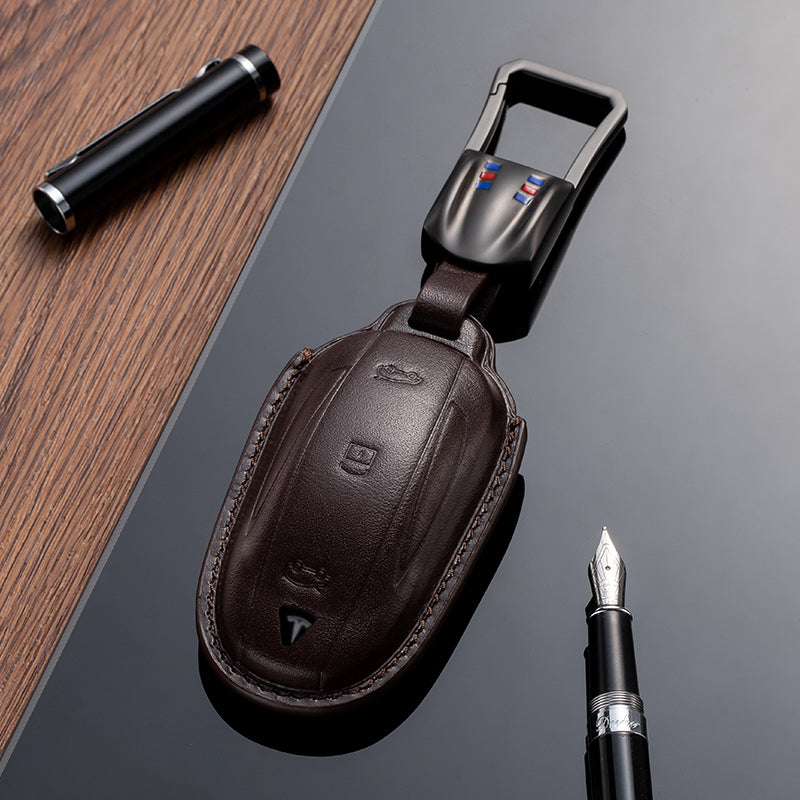 Leather Key Fob Cover for Tesla - T-Carbon Official Store
