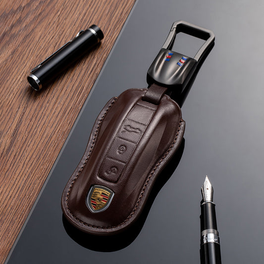 Leather Key Fob Cover for Porsche (Model C) - T-Carbon Official Store