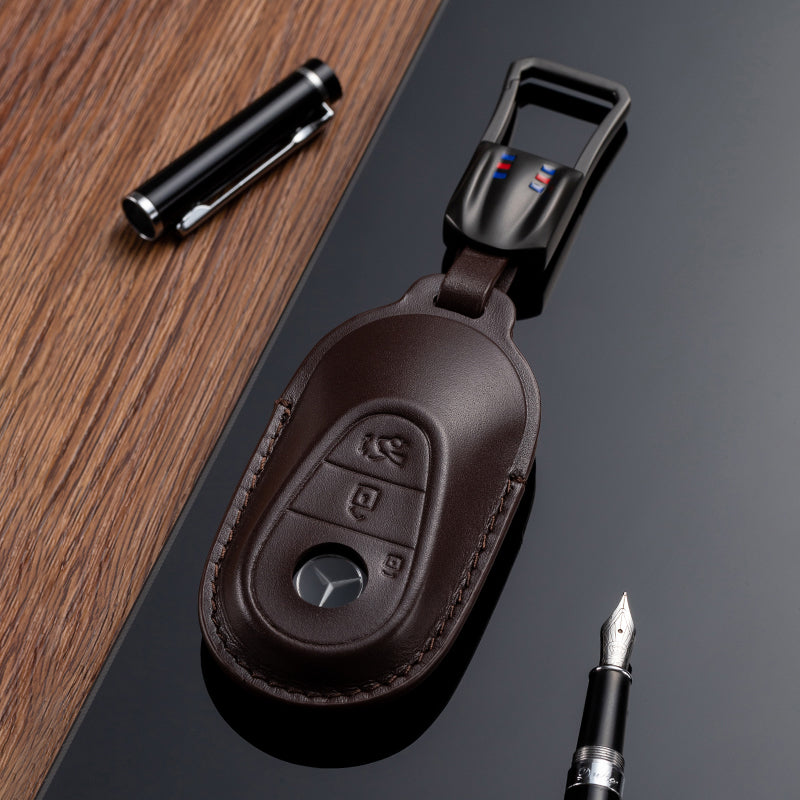 Leather Key Fob Cover for Mercedes Benz (Model D) - T-Carbon Official Store