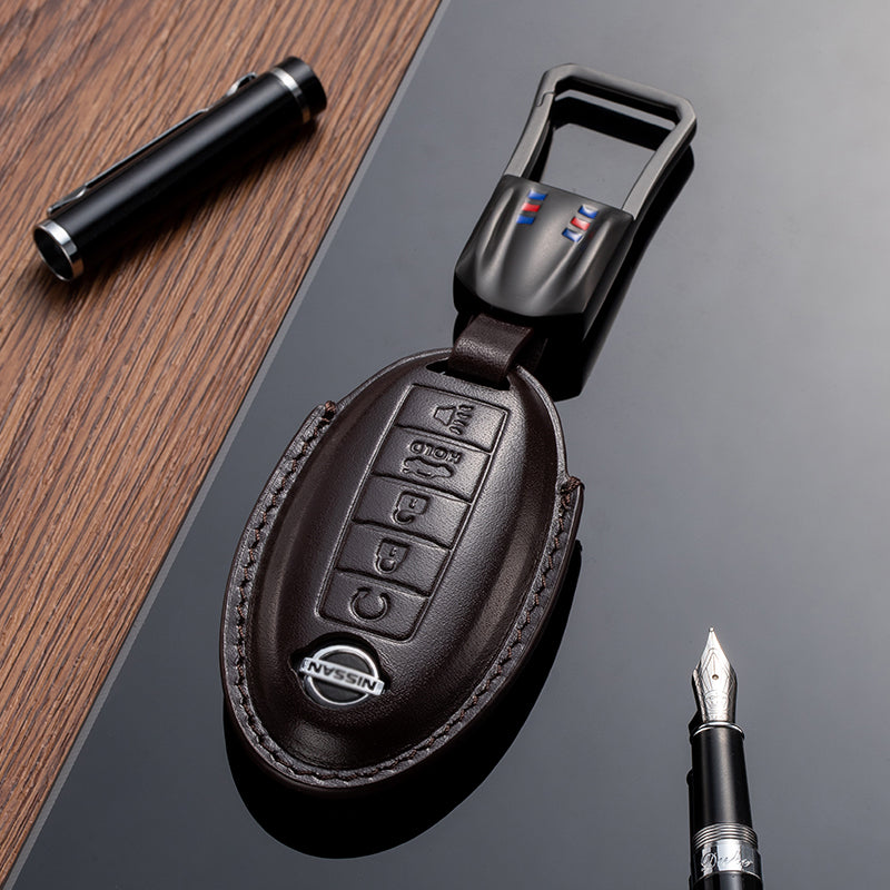 Leather Key Fob Cover for Nissan (Model A) - T-Carbon Official Store