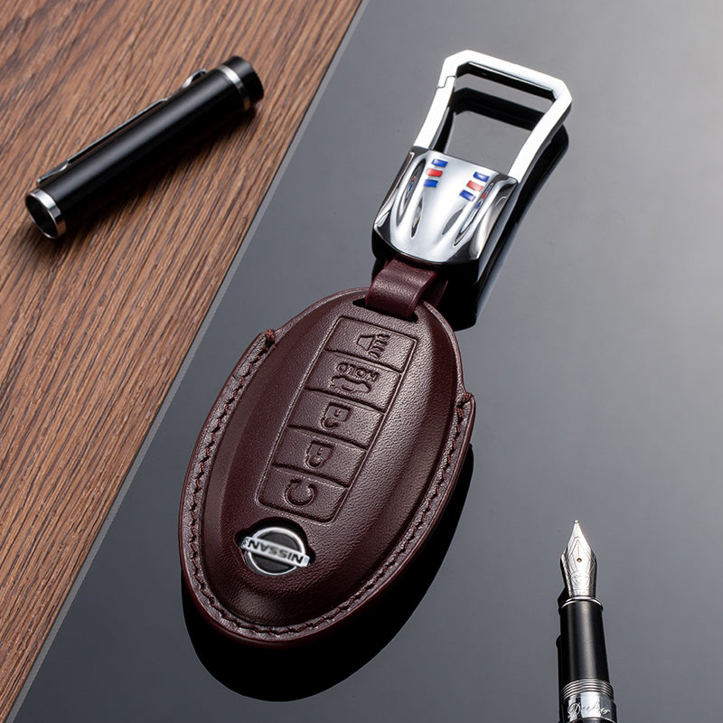 Leather Key Fob Cover for Nissan (Model A) - T-Carbon Official Store