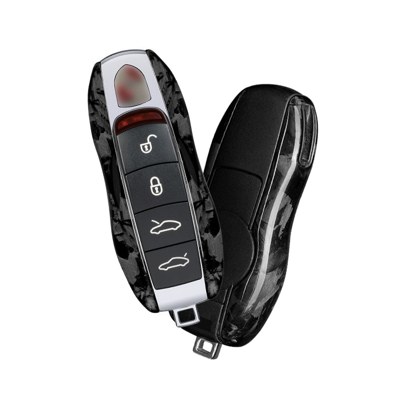 T-Carbon Real Carbon Fiber Snap-On Key Fob Cover For Porsche – Glossy, Fits 3-Button Smart Key