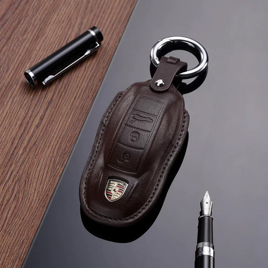 Leather Key Fob Cover for Porsche (Model A) - T-Carbon Official Store