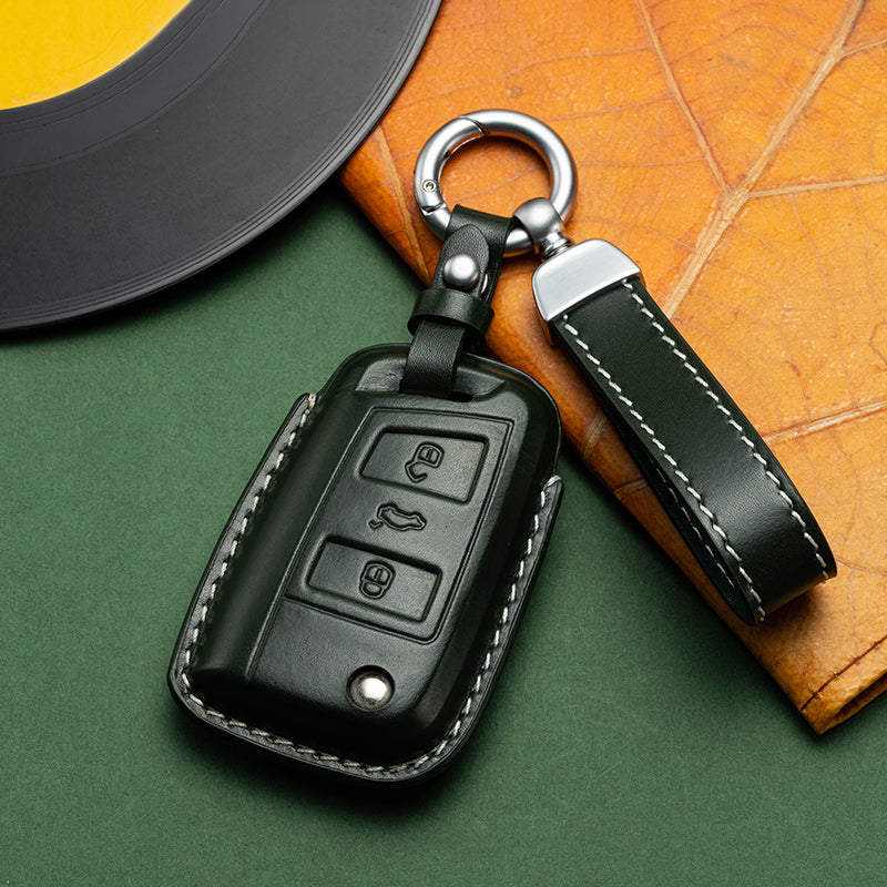 Exclusive Leather Key Fob Cover for Volkswagen (Model C)