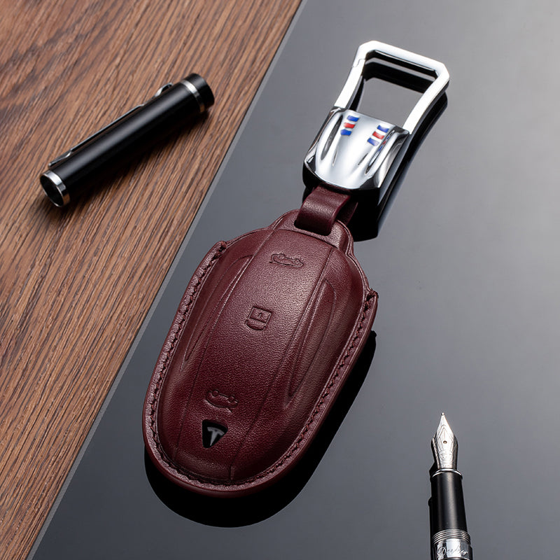 Leather Key Fob Cover for Tesla - T-Carbon Official Store