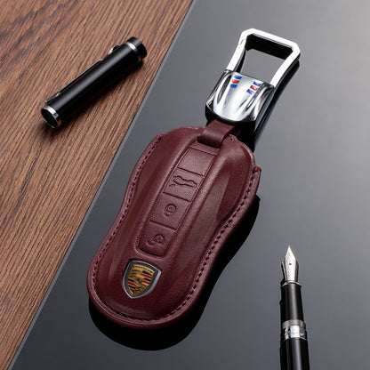 Leather Key Fob Cover for Porsche (Model C) - T-Carbon Official Store