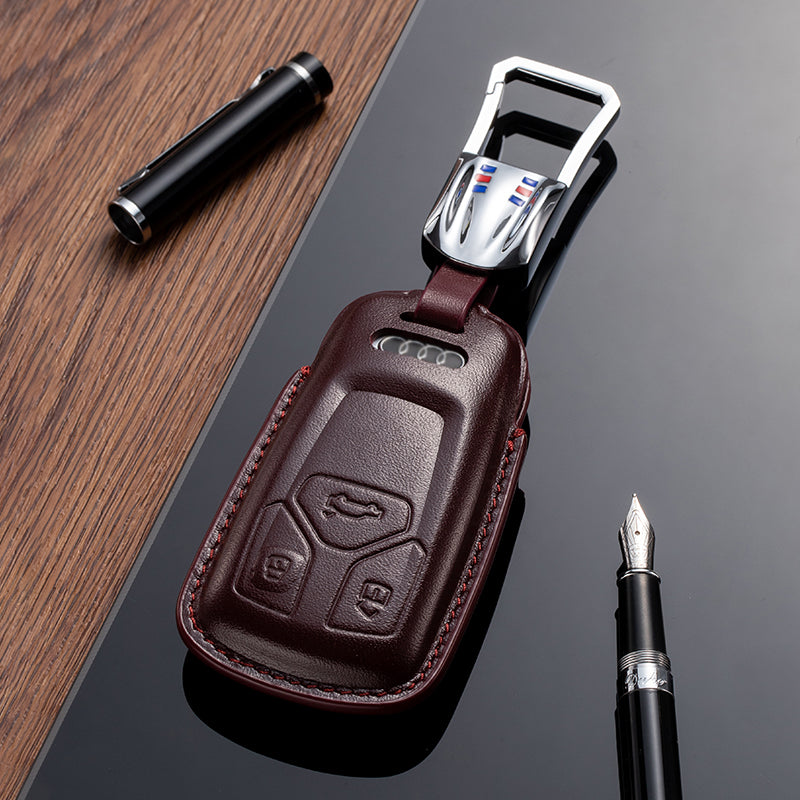 Leather Key Fob Cover for Audi (Model C) - T-Carbon Official Store