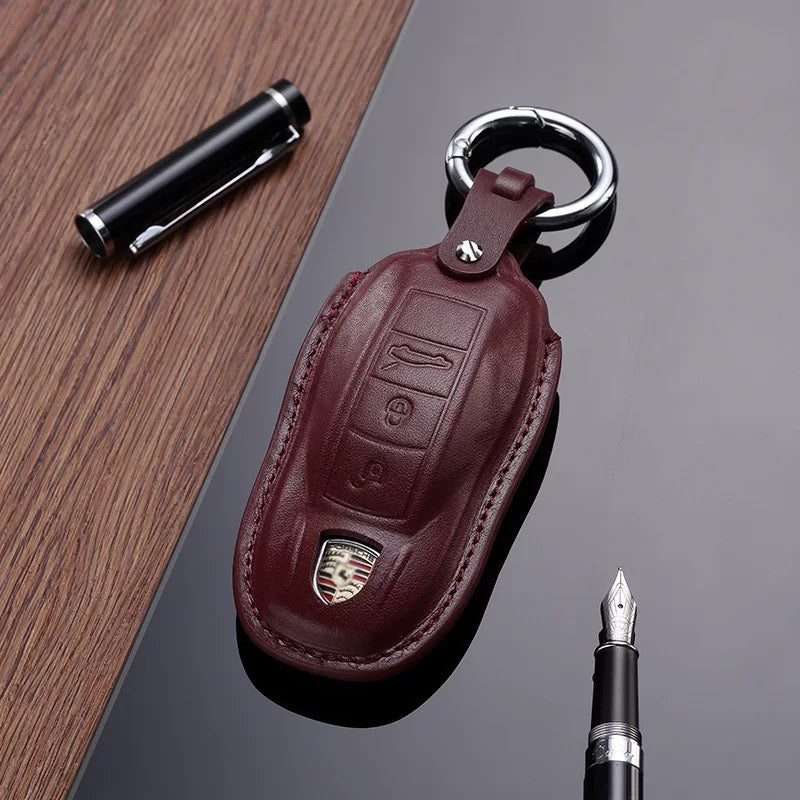 Leather Key Fob Cover for Porsche (Model A) - T-Carbon Official Store