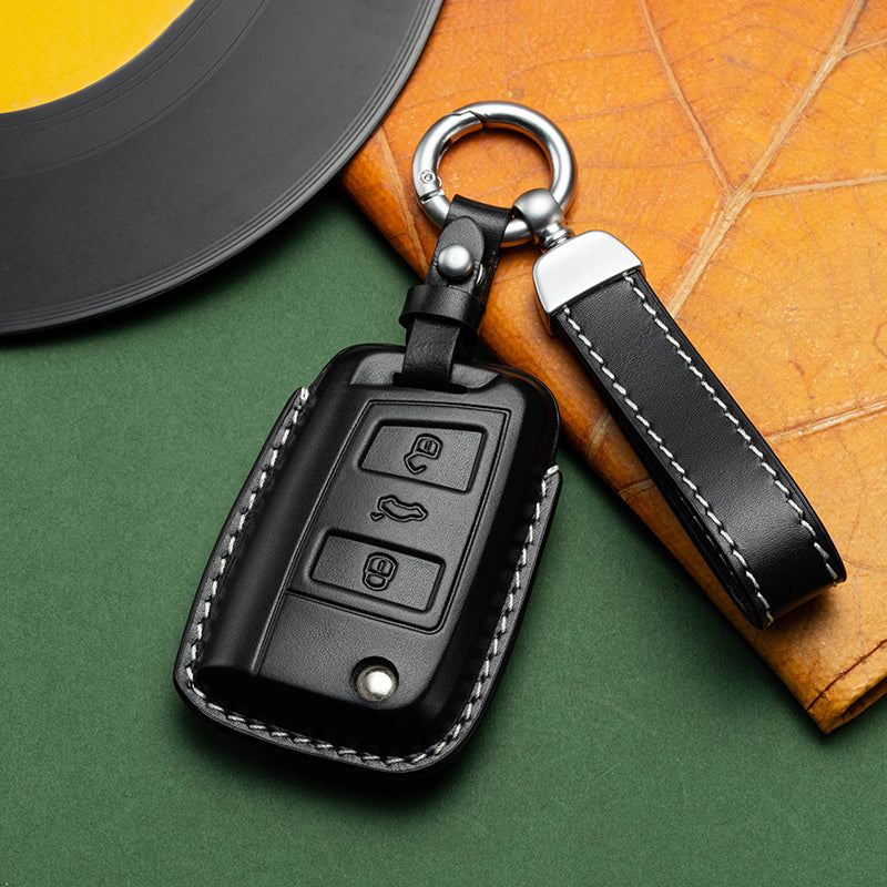 Exclusive Leather Key Fob Cover for Volkswagen (Model C)