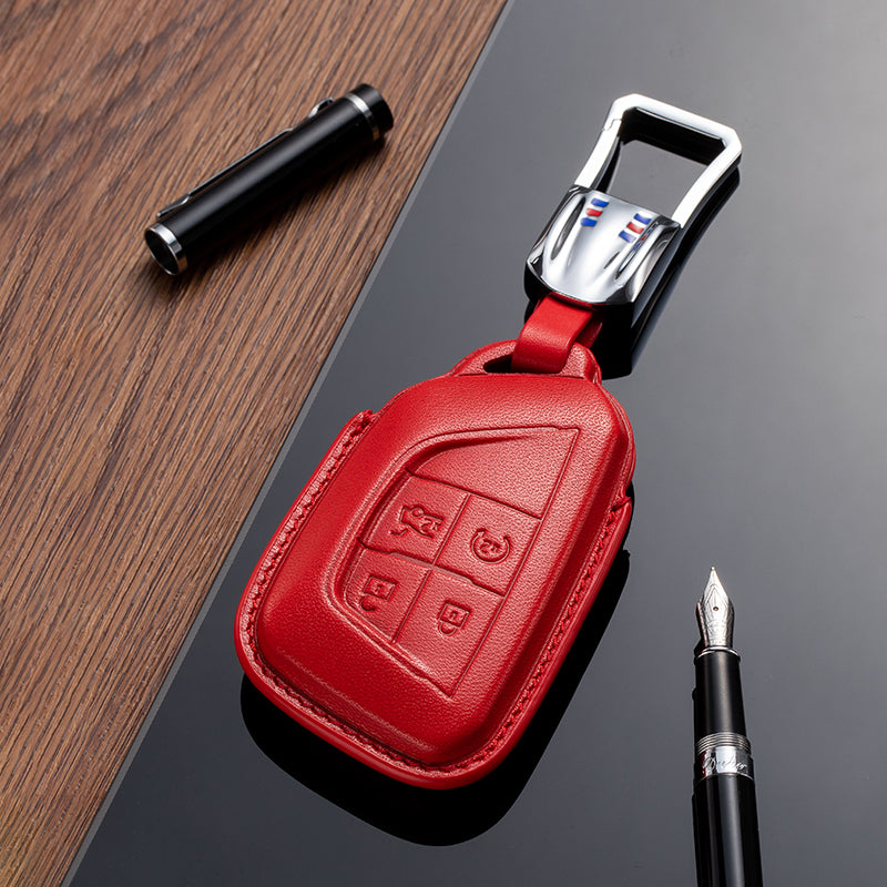 Leather Key Fob Cover for Cadillac (Model D) - T-Carbon Official Store