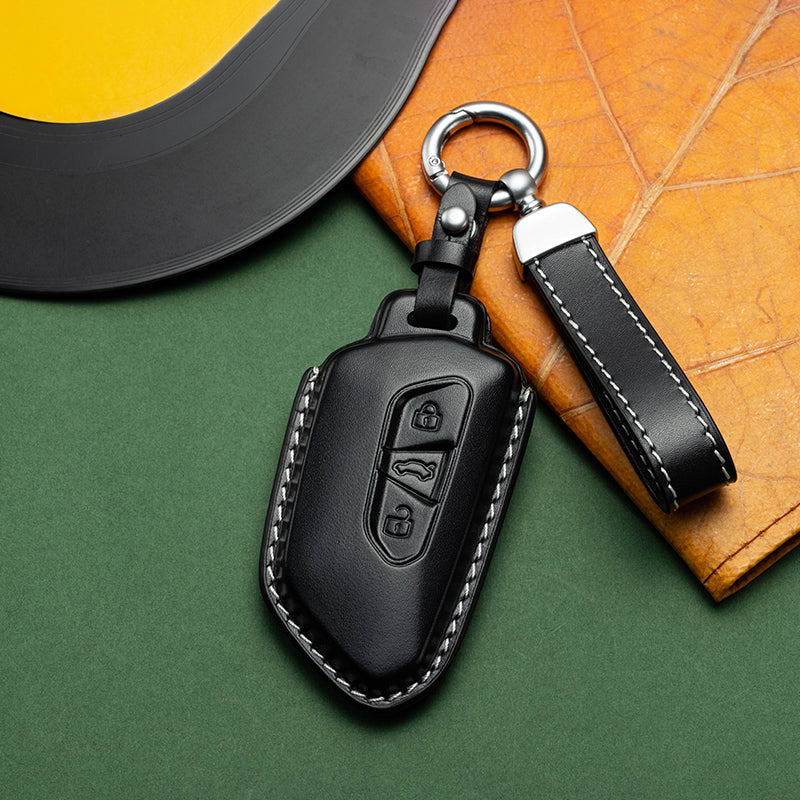 Exclusive Leather Key Fob Cover for Volkswagen (Model F)