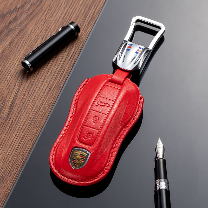 Leather Key Fob Cover for Porsche (Model C) - T-Carbon Official Store