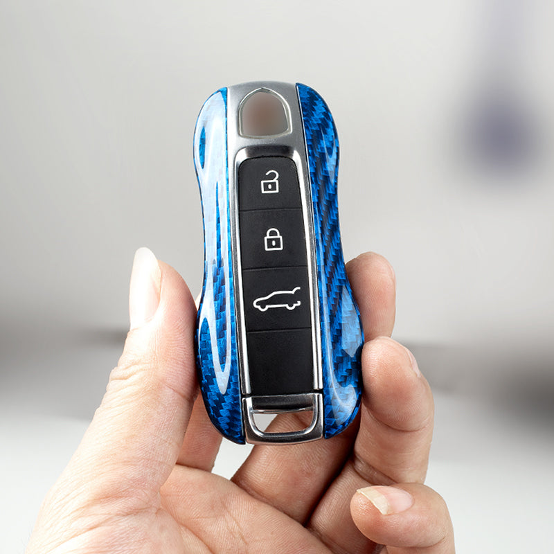 Carbon Fiber Key Cover Case For Porsche Remote - Shell Housing & Side Trim