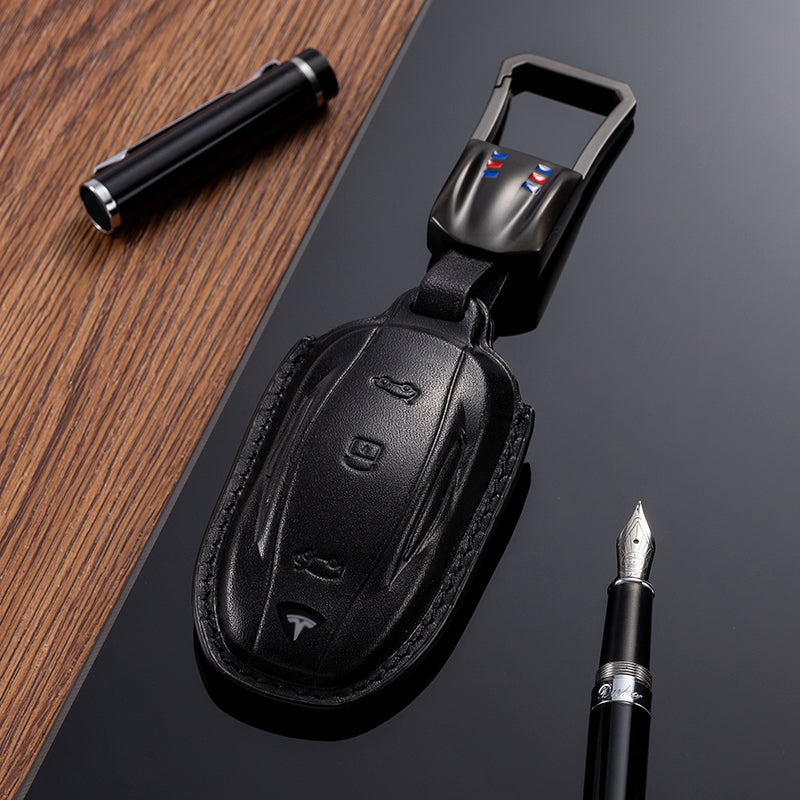Leather Key Fob Cover for Tesla - T-Carbon Official Store