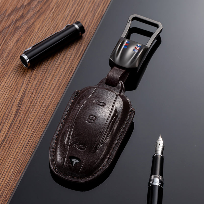 Leather Key Fob Cover for Tesla - T-Carbon Official Store