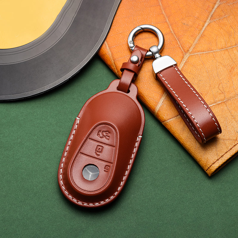 Exclusive Leather Key Fob Cover for Mercedes Benz (Model D)
