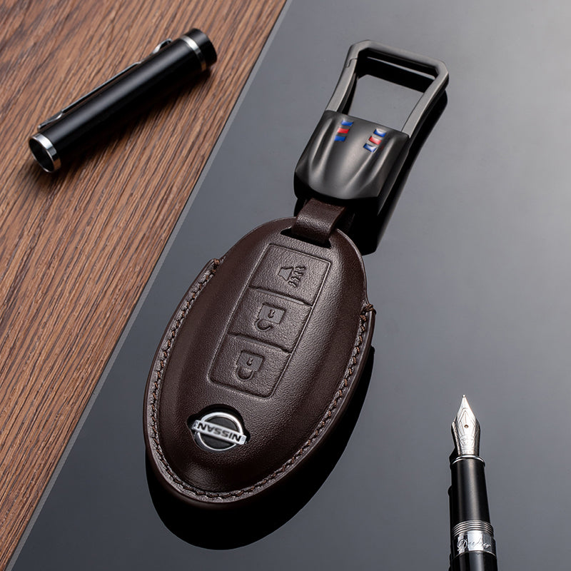 Leather Key Fob Cover for Nissan (Model A) - T-Carbon Official Store