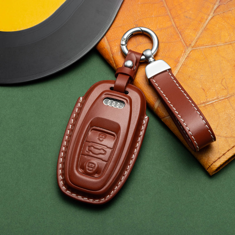 Exclusive Leather Key Fob Cover for Audi (Model A)
