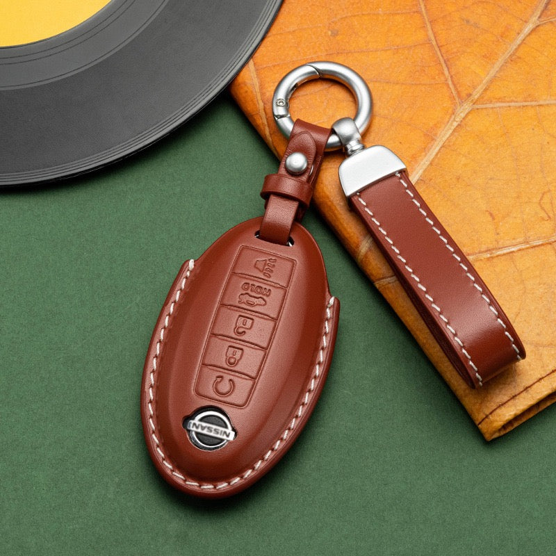 Exclusive Leather Key Fob Cover for Nissan (Model A)