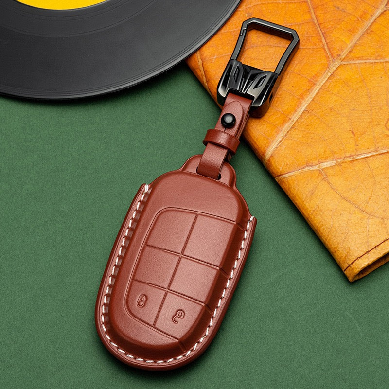Exclusive Leather Key Fob Cover for Jeep (Model B)