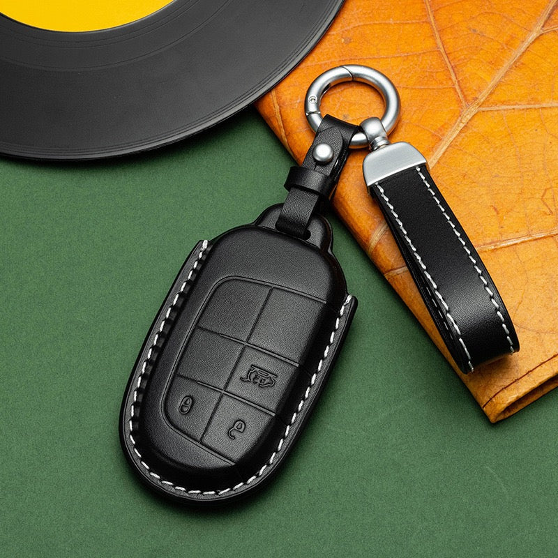 Exclusive Leather Key Fob Cover for Jeep (Model B)