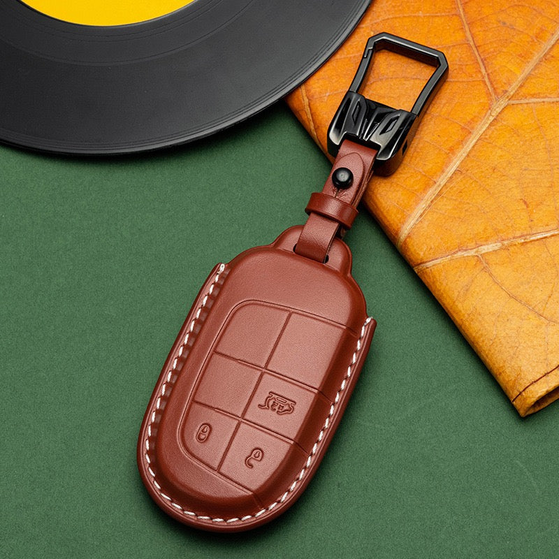 Exclusive Leather Key Fob Cover for Jeep (Model B)