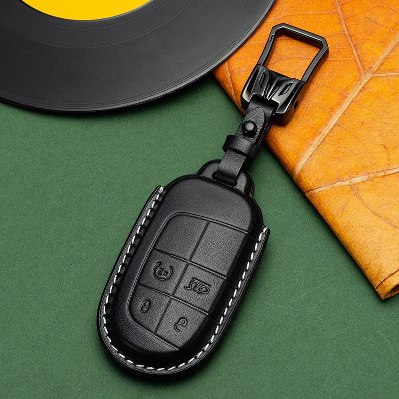 Exclusive Leather Key Fob Cover for Jeep (Model B)