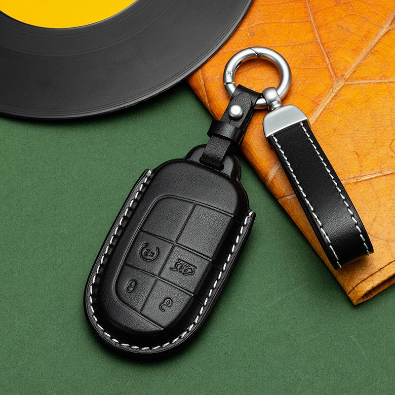 Exclusive Leather Key Fob Cover for Jeep (Model B)