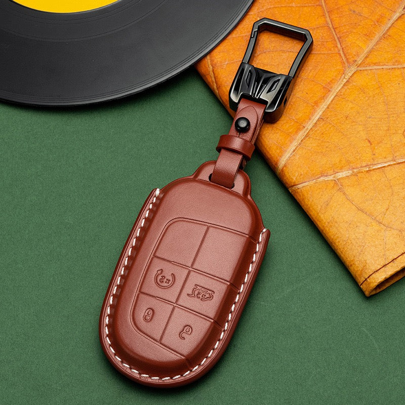 Exclusive Leather Key Fob Cover for Jeep (Model B)