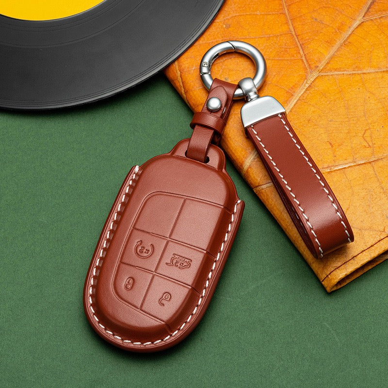 Exclusive Leather Key Fob Cover for Jeep (Model B)