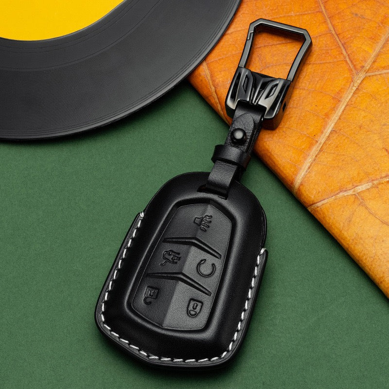 Exclusive Leather Key Fob Cover for Cadillac (Model B)