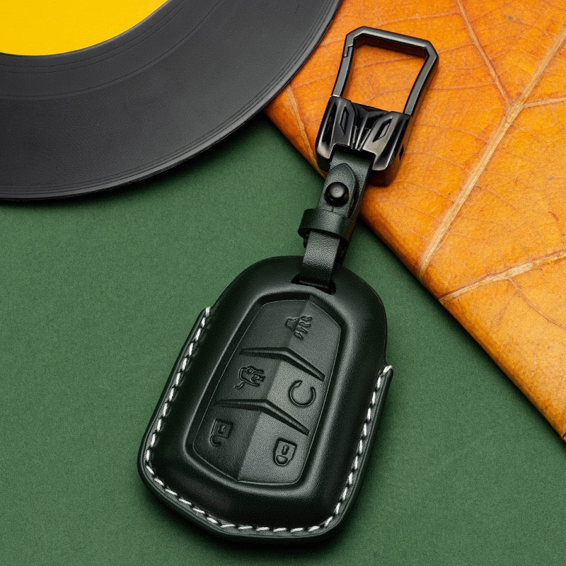 Exclusive Leather Key Fob Cover for Cadillac (Model B)