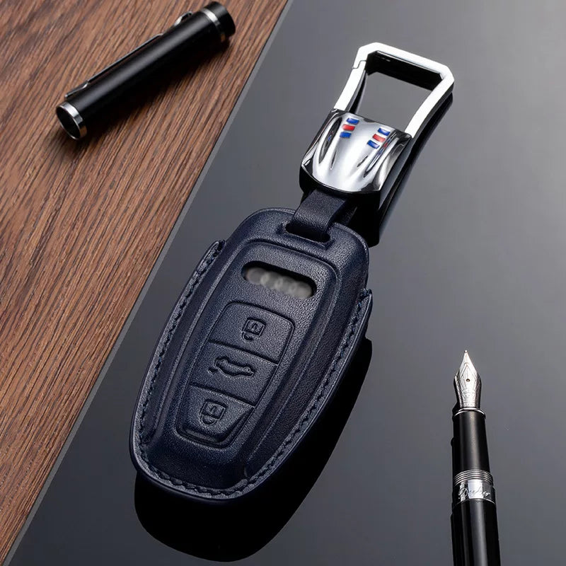 Leather Key Fob Cover for Audi (Model D) - T-Carbon Official Store