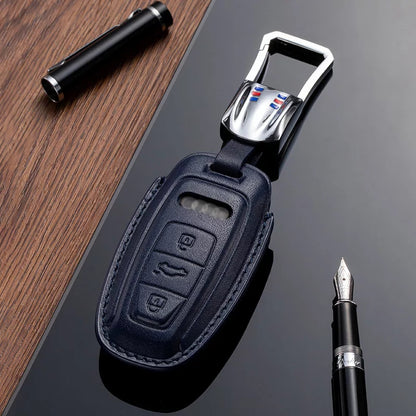 Leather Key Fob Cover for Audi (Model D) - T-Carbon Official Store