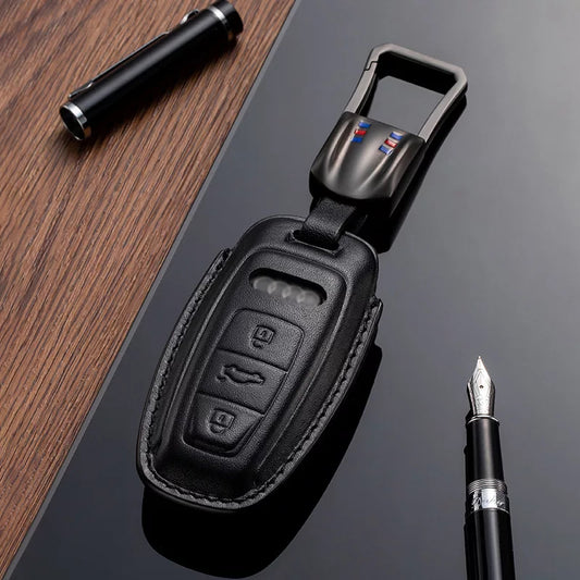 Leather Key Fob Cover for Audi (Model D) - T-Carbon Official Store