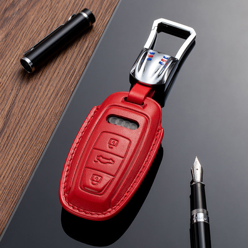 Leather Key Fob Cover for Audi (Model D) - T-Carbon Official Store